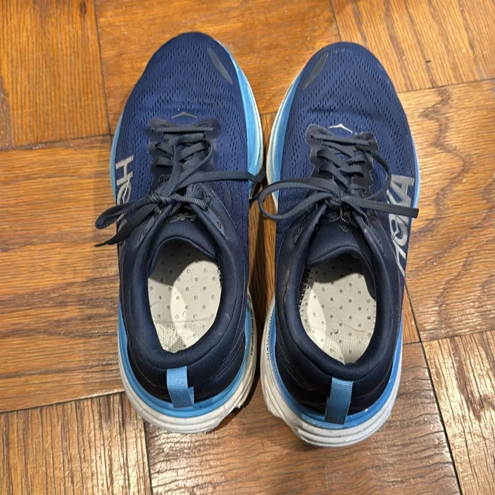 Hoka Bondi 8 Blue Lace Up Athletic Running Sneakers Shoes Men’s 11.5